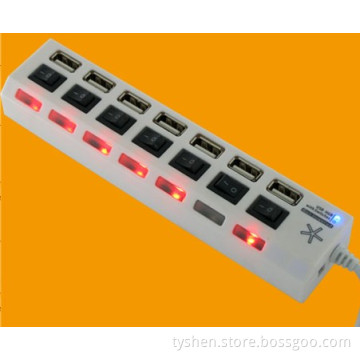 USB 2.0 7 Ports Hub with Switch for Each Port